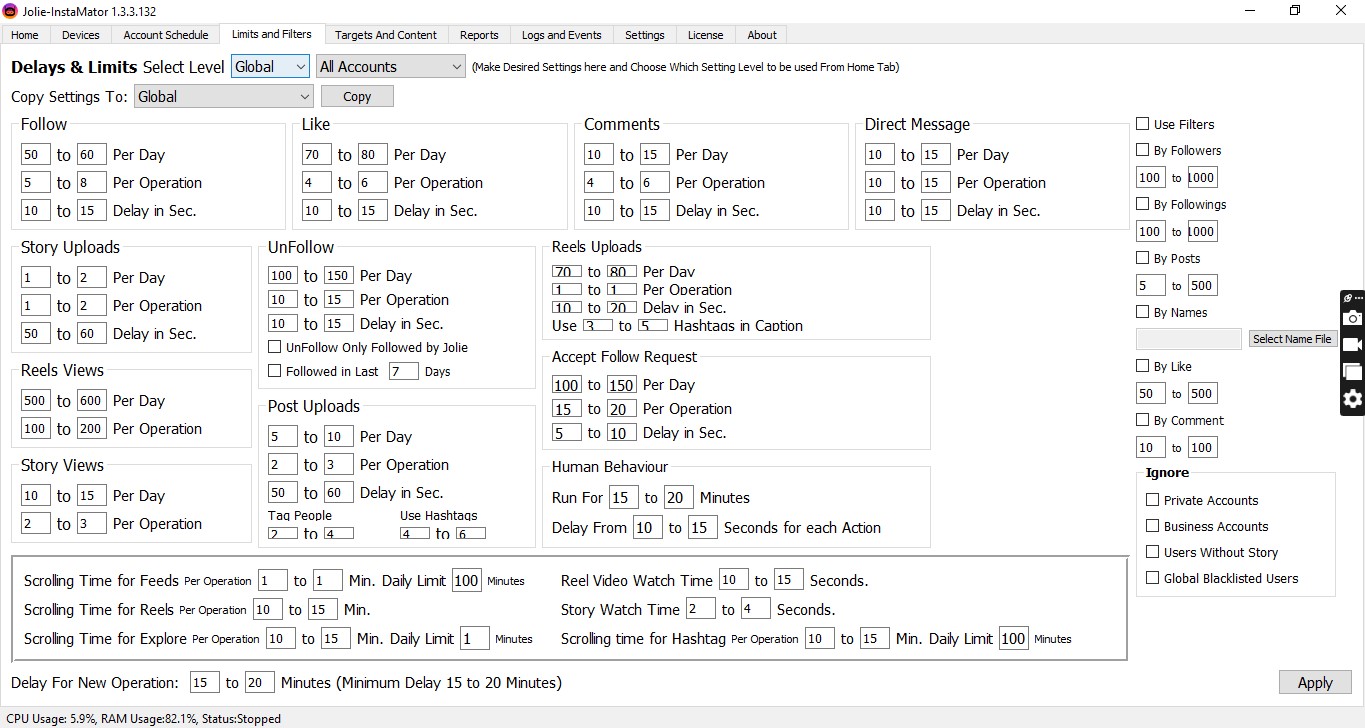 Limits, Delays and Filters